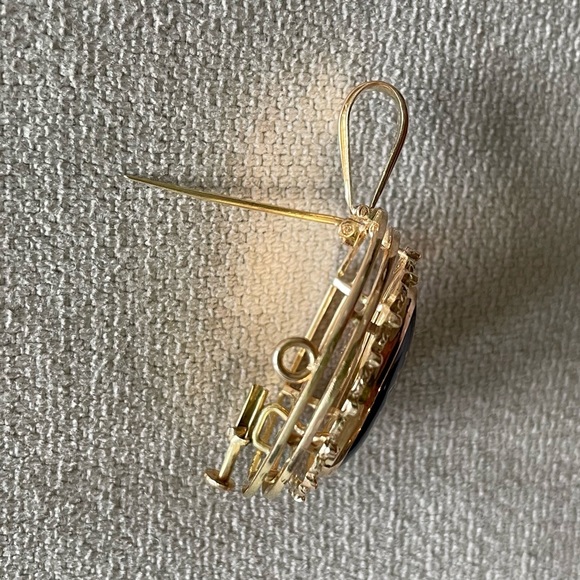 💙Antique💙14K Solid Gold Lace Blue Flower Pin Enamel Brooch Pendant - Picture 6 of 10